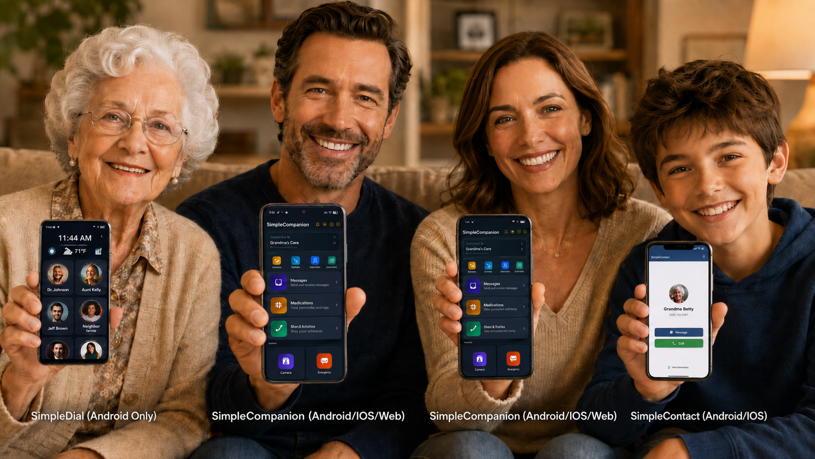 A family staying connected with SimpleDial